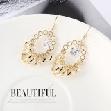 European and American Exaggerated Cool Ring Stud Earrings Female Circle Hollow Zircon Earrings 138908