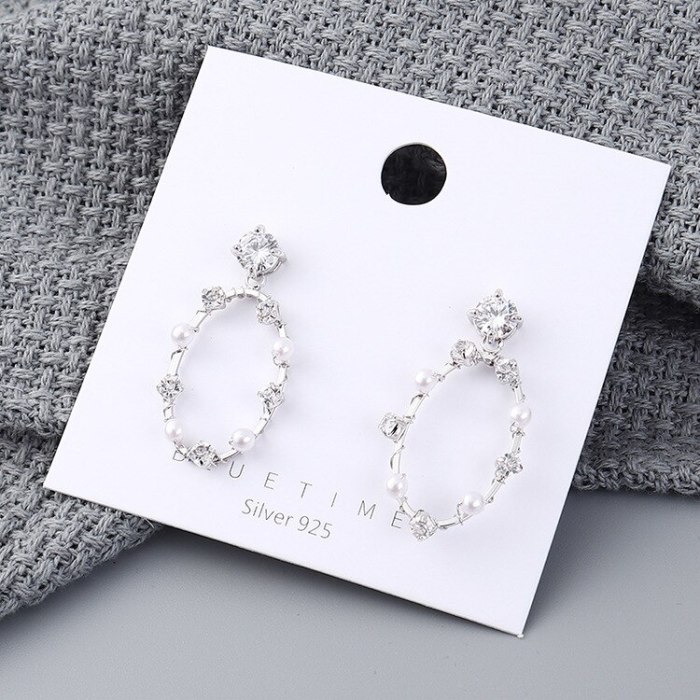Korean-Style Elegant Pearl Earrings Women's Fashion All-match Ring Zircon Ear Stud Earrings 138876