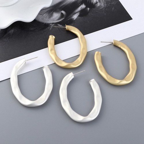 Korean Style Ins Earrings Women's Fashion All-match Circle Irregular C- Type Lettered Stud Earrings 925 Silver Pin 138872