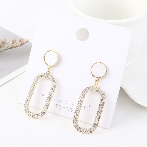 S925 Silver Needle Stud Earrings Korean Elegant Diamond Set Earrings Women's Simple Jewelry  B-4517