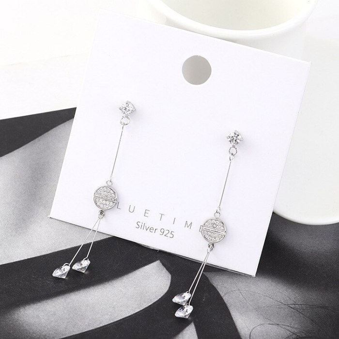 New Korean-Style Elegant Tassel Earrings Women's Fashion All-match Zircon Earrings S925 Silver Needle jewelry B-4419