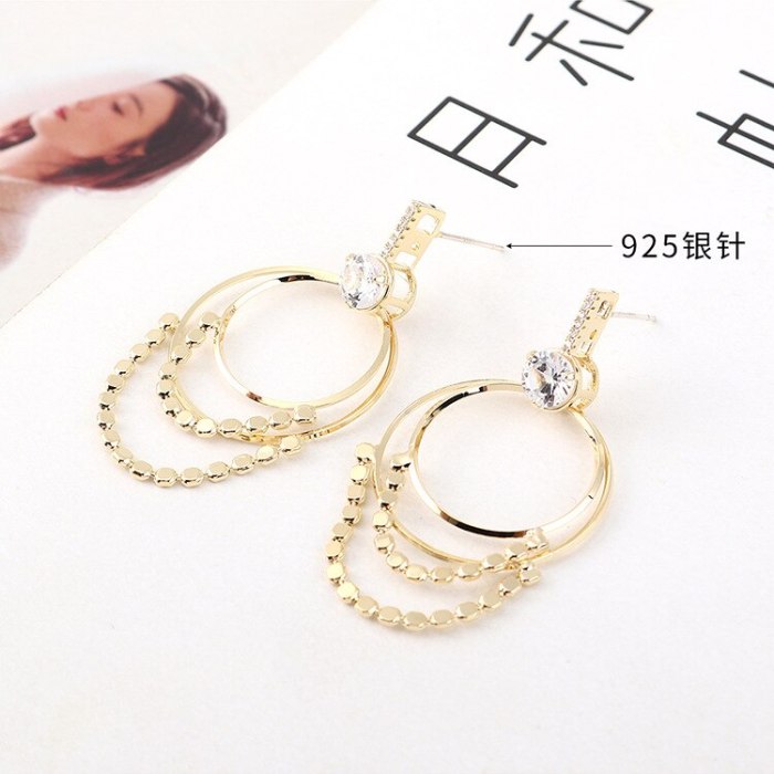 Fashion Wild Double Circle Earrings Female Creative Personality Small Sequins Earrings Jewelry Wholesale 140328