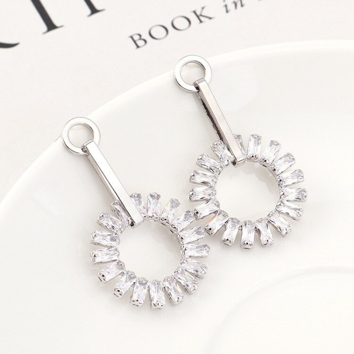 Foreign Trade in Europe Creative All-match Fashion Zircon Earrings Ladies Ring S925 Silver Needle Stud Earrings Wholesale 140370