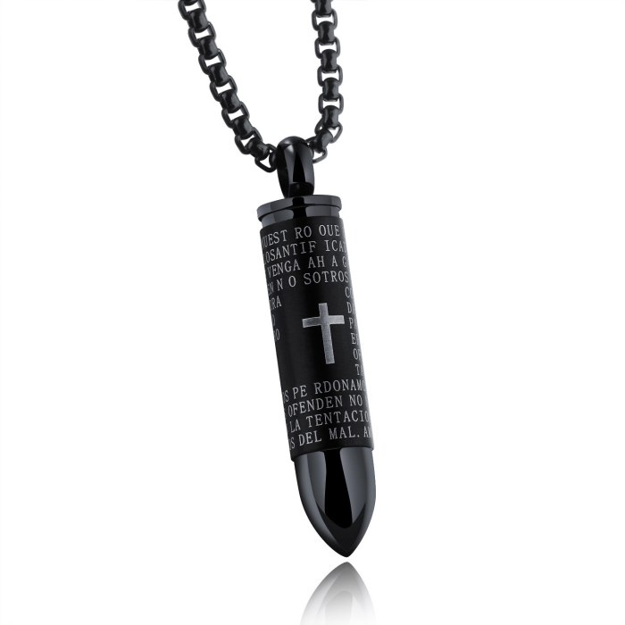 Cool Lettering Stainless Steel Men's Pendant Can Be Unscrewed Creative Cross Can Hold Paper Necklace Jewelry Gb1137