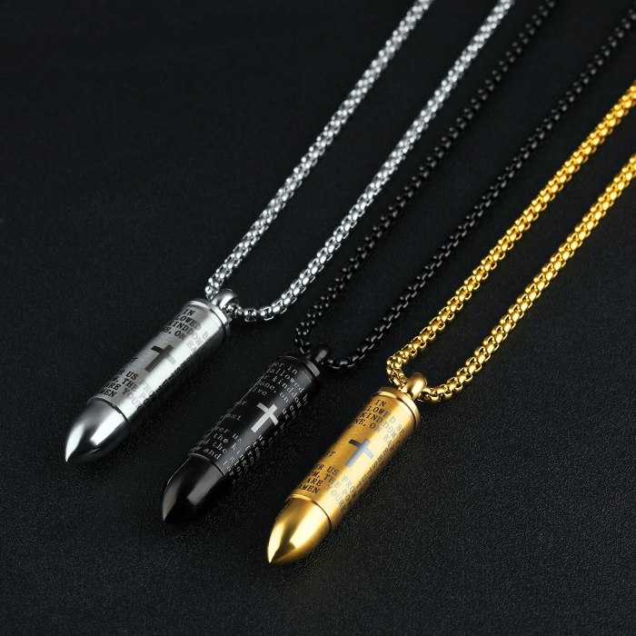Cool Lettering Stainless Steel Men's Pendant Can Be Unscrewed Creative Cross Can Hold Paper Necklace Jewelry Gb1137