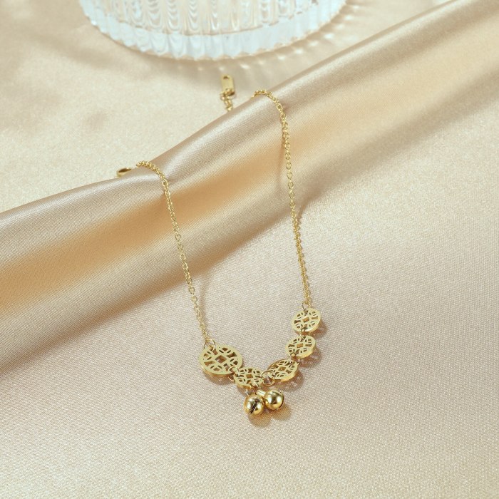 Korean-Style Hot Selling Simple Cool Geometric Round Hollow Copper Bell Foot Jewelry Female Titanium Steel Anklet Gb106