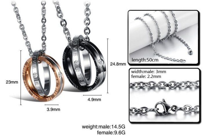 Ornament Wholesale Fashion Circle Pendant Titanium Steel Couple Necklace with Chain Lovers' Necklace Gift Gb831