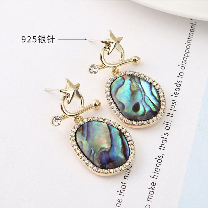 Korean Simple Fashion Shell Earrings Female Starfish Small Five-Pointed Star Earrings Anti-Allergy S925 Silver Needle 139996