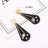 European Creative Frosted Hollow Five-Pointed Star Earrings Ladies Fashion All-match Zircon Earrings S925 Silver Needle B-4464