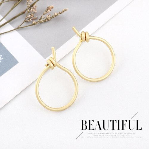 European Fashion Cool Knotted Earrings Women's Simple Small Circle Hollow Stud Earrings S925 Silver Pin Ear Nail B-4511