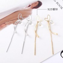 S925 Sterling Silver Needle Stud Earrings Female European Creative Cool Fashion Love Heart-Shaped Tassel Earrings 138944