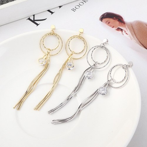 New European and American Fashion Temperament Tassel Earrings Female All-match Double Coils Stud Earrings Small Jewelry 138972