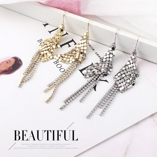 Foreign Trade Fashion Exaggerated Personality Geometric Round Sequined Earrings Female Tassel Earrings Popular Jewelry 138955