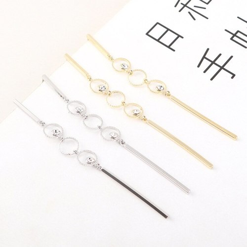 Korean Fashion Hipster Simple Tassled Earrings Women's Long Versatile Zircon Earrings S925 Silver Pin 140326