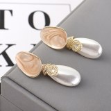European Creative All-match Retro Spiral Pearl Earrings Women's Fashion Silver Needle Drop Oil Geometric Stud Earrings 140110