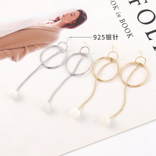 S925 Silver Needle Earrings New Korean Temperament All-match Fashion Circle Tassel Earrings Female Popular Small Jewelry 140346