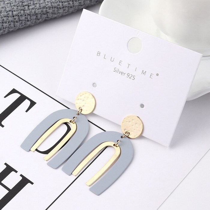 New Popular European Simple Cool Earrings Fashion U-Shaped Letter Earrings Female 925 Sterling Silver Pin Small Jewelry 139888
