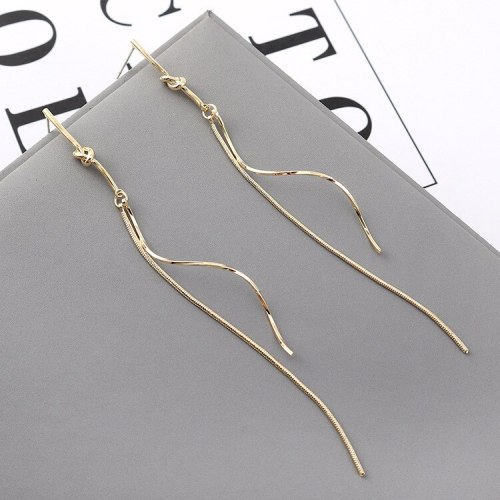 New Korean Fashion Simple Long Spiral S-Shaped Tassel Earrings Women 925 Silver Pin Small Jewelry 140037