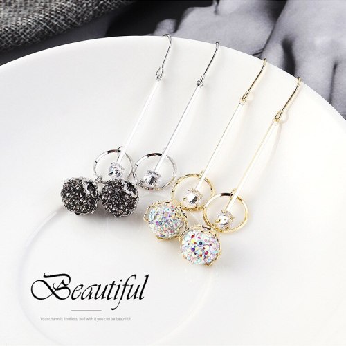 Korean Fashion Elegant Crystal Zircon Stud Earrings Female Ear Pendant Tassel Earrings Small Jewelry 138988