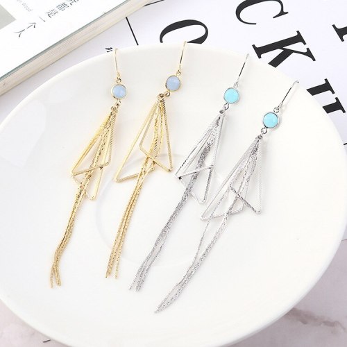 New Korean Simple Fashion Fashion Jewelry Triangle Long Tassel Earrings Female 138950