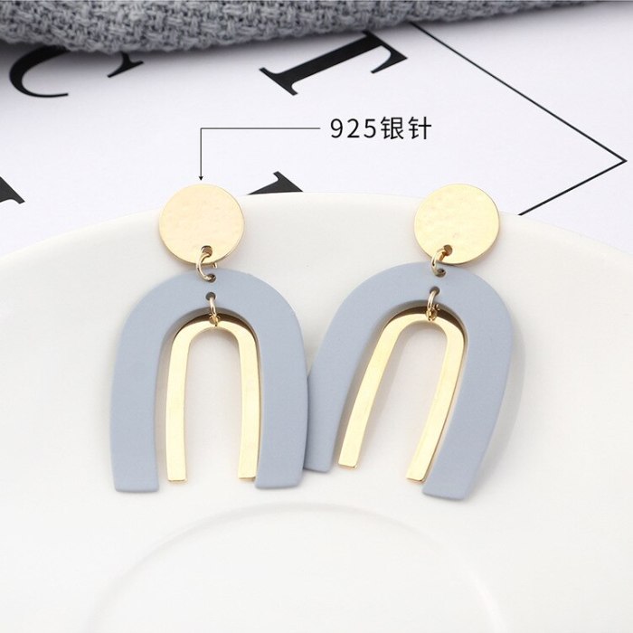 New Popular European Simple Cool Earrings Fashion U-Shaped Letter Earrings Female 925 Sterling Silver Pin Small Jewelry 139888