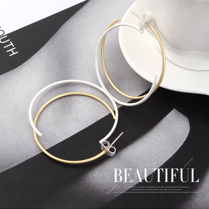 The New European Creative Personality Fashion Vintage Earrings Female Wild Color Circle S925 Needles Jewelry 140141