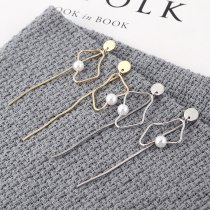 New European Elegant Fashion Geometric Pearl Tassel Earrings Women's Anti-Allergy Sterling Silver Needle Stud Earrings 139827