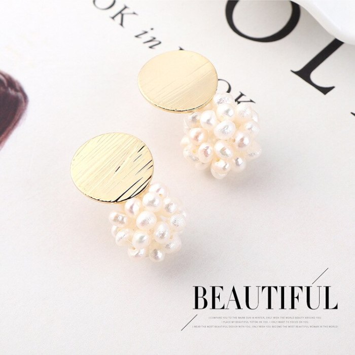 S925 Sterling Silver Needle New South Korea Hipster Cute Natural Pearl Earrings Girls Ornament Wholesale 139839