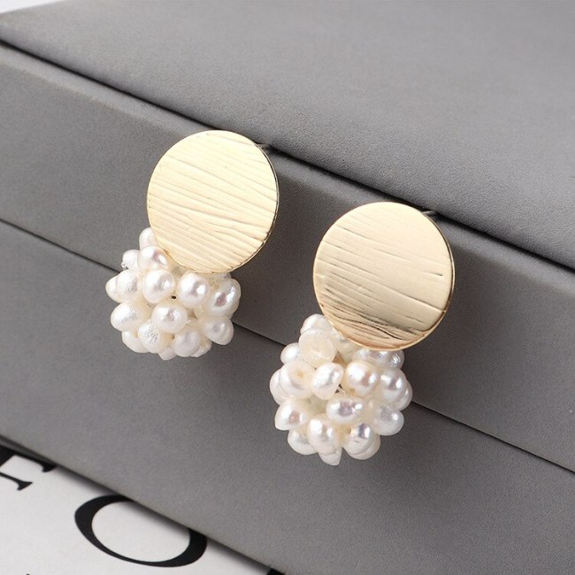 S925 Sterling Silver Needle New South Korea Hipster Cute Natural Pearl Earrings Girls Ornament Wholesale 139839