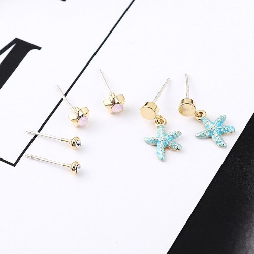 New European Fashion S925 Sterling Silver Earrings Female Simple Hipster All-match Five-Pointed Star Starfish Earrings 139005