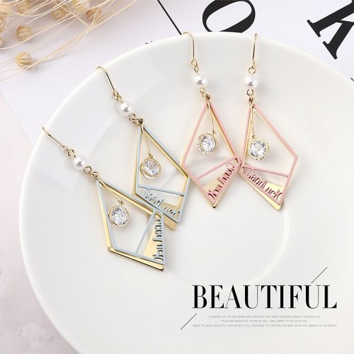 Korean-Style Small Jewelry Fashion Personalized Lettered Earrings Female Temperament All-match Diamond Ear Stud 138946