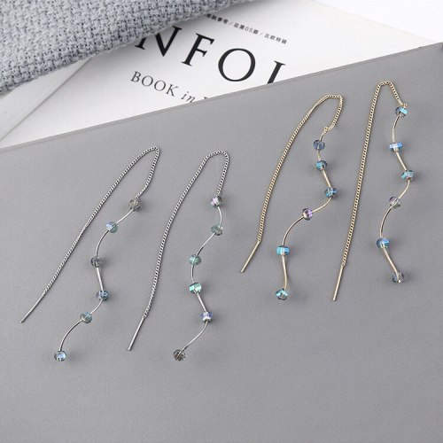 Korean Long Tassel Earrings Female Spiral S-Shaped Adjustable Hanging Earrings 925 Sterling Silver Needle Jewelry 139933