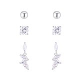 Korean Simple Fashion Four-Claw Square Crystal Earrings S925 Silver Needle Temperament All-match Zircon Earrings 140467
