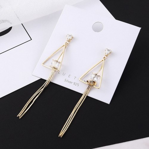 New Korean Fashion Elegant Earrings Women's Tassel Earrings S925 Sterling Silver Needle Triangle Stud Earrings 138823