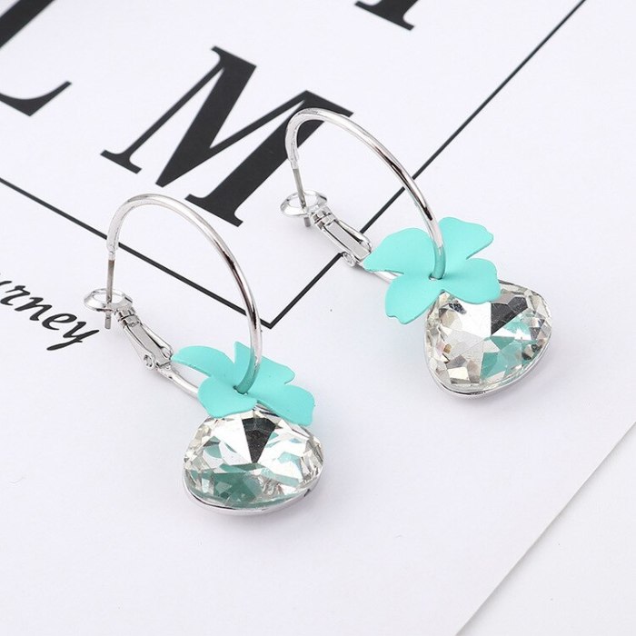 New Korean Fashion Frosted Flower Earrings Girl's Heart Elegant Glass Ear Stud Small Jewelry 139598