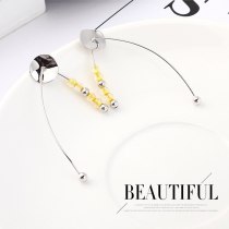 Korean Exaggerated Fashion round Plate Earrings Female Acrylic Yellow Bead Earrings Anti-Allergy Sterling Silver Needle 139550