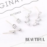 Korean Simple Fashion Four-Claw Square Crystal Earrings S925 Silver Needle Temperament All-match Zircon Earrings 140467