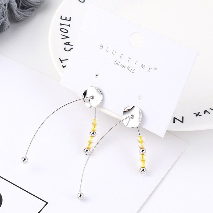 Korean Exaggerated Fashion round Plate Earrings Female Acrylic Yellow Bead Earrings Anti-Allergy Sterling Silver Needle 139550