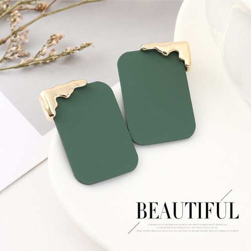 New Cool Fashion Scrub Paint Square Earrings Women's Simple and Versatile S925 Silver Needle Earrings Small Jewelry 140490