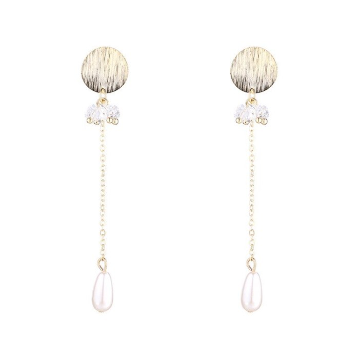 Fashion Cool Tassel Earrings Female Long Style All-match Elegant Crystal Pearl Earrings S925 Silver Needle Ear Rings 140476