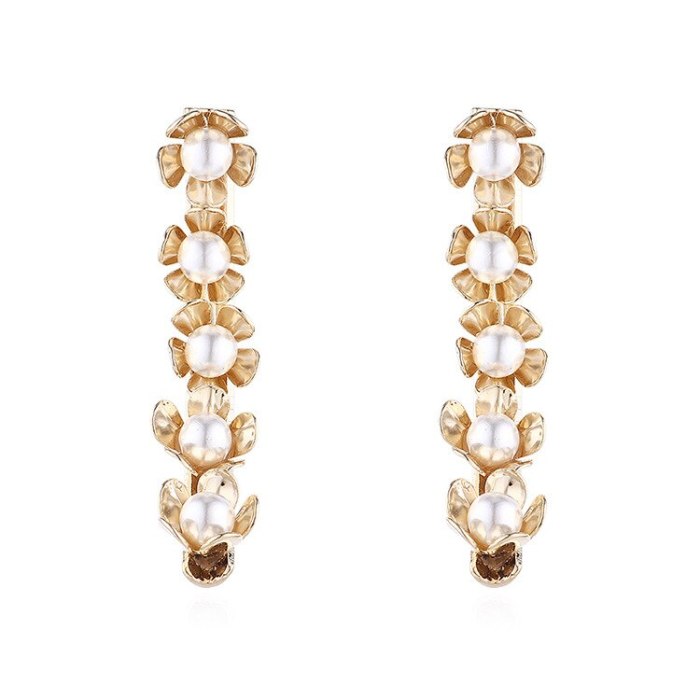 New Korean-Style Creative Fashion Elegant Pearl Earrings Women's Cool Flower S925 Silver Needle Stud Earrings 140149