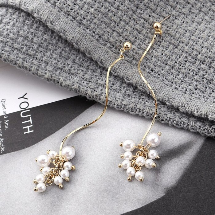 Creative Cool S-Shaped Pearl Earrings Pendant Simple Spiral 925 Silver Pin Earrings Women's Small Jewelry 140033