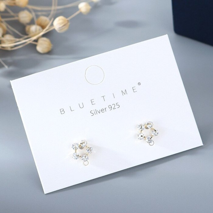 Korean-Exquisite Flower Stud Earrings Women's All-match Hipster Simple Fashion Zircon Earrings S925 Silver Pin B-4896