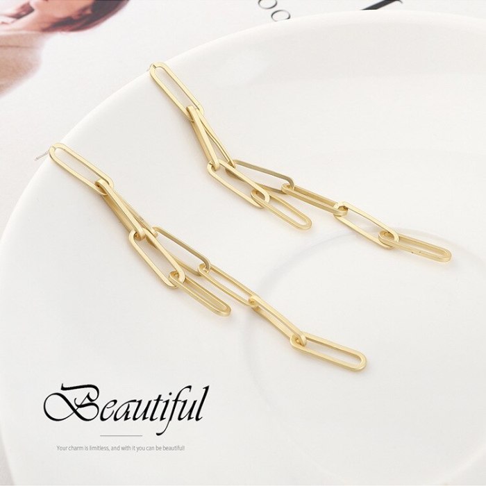 New Style S925 Silver Pin Earrings Jewelry Fashion Exaggerated Cool Chain Earrings Women's Fashion 140039