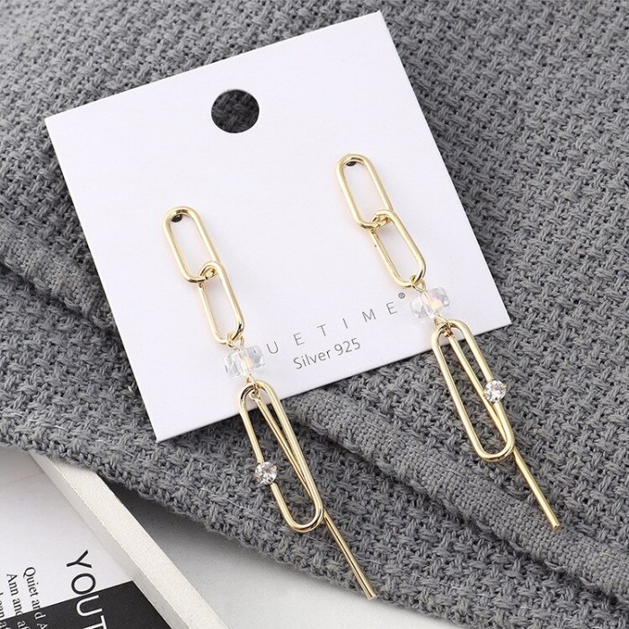 European and American Exaggerated Cool Chain Zircon Earrings Female Long Tassel S925 Silver Needle Fashion Small Jewelry 140035