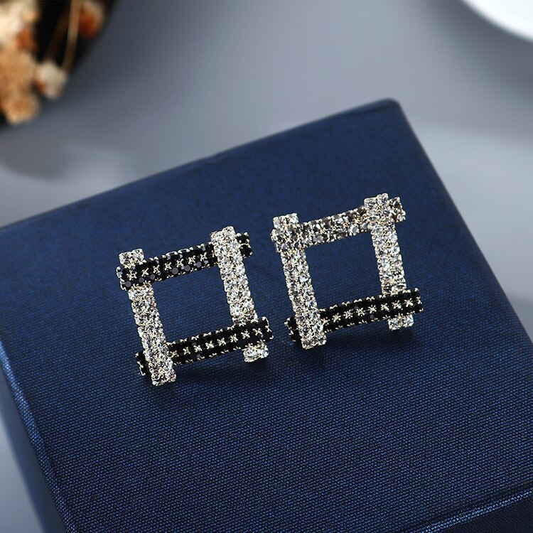Korean-Style Full Diamond Stud Earrings Women's Simple and Versatile Fashion Diamond Earrings S925 Silver Pin Jewelry B-4890