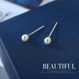 Fashion Simple Pearl Stud Earrings Female Zircon Star Moon Earrings S925 Silver Needle Set Jewelry B-4882