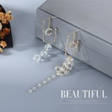 Korean Ins Wind Lettered Crystal Earrings Exaggerated Creative Asymmetric Tassel Earrings Female 925 Silver Pin Jewelry B-4887
