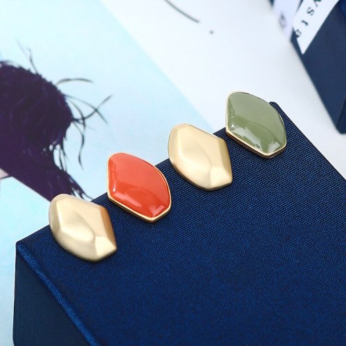 S925 Silver Needle Earrings European Simple Avocado Green Color Hipster Earrings Female All-match Ins Wind Earrings B-4945
