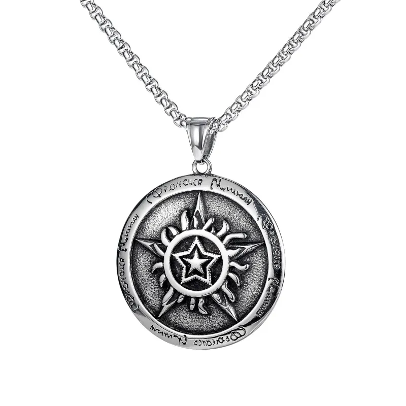 Korean Popular Hip-hop Pentagram Pendant Tide Male Joker Personality Titanium Steel Necklace Accessories Wholesale Gb1743